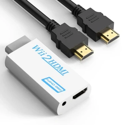 Image of GoldOars Wii to HDMI Adapter with 1.5m Cable, Converter, Supports All Display Modes(White)
