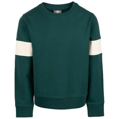 Image of Trespass Boys Long Sleeve Cotton Top Ribbed Neck and Contrasting Sleeves Antro