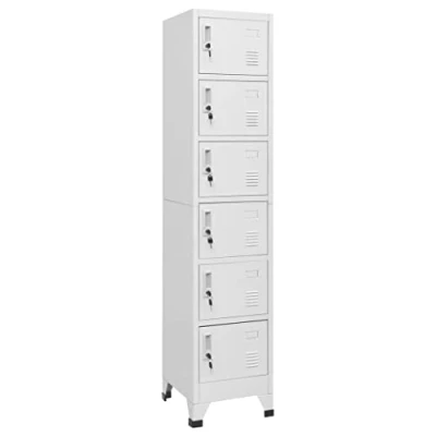 Image of vidaXL Light Grey Steel Locker Cabinet: Modern Lockable Storage Unit with Six compartments and High Load Capacity for Office School Use
