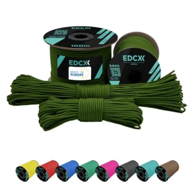 Image of EdcX 2 mm Nylon Paracord 275 (15, 30, 50 and 100 m) 100% rope, 3 Strand cord, cord in Many Colours (Moss, 30