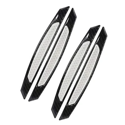 Image of WeFoonLo 4pcs Black Carbon Fiber Auto Car Door Bump Protector Sticker for SUV Pickup Truck (White)