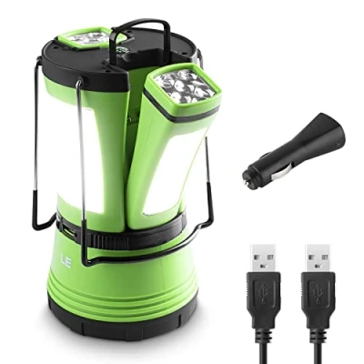 Image of LE 3 in 1 Camping Lantern with 2 Detachable Torches, 600 Lumen, Light Rechargeable or Battery Powered, Outdoor Accessories for Tent, Caravan, Emergency, Fishing, Power Cuts and More
