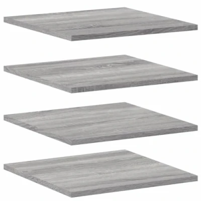 Image of vidaXL Wall Shelves Set of 4 Grey Sonoma 40x40x1.5 cm Engineered Wood Floating Display for Home/Office Decor, Strong Mounted Storage