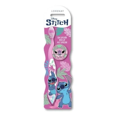 Image of Disney Stitch Little Teeth Toothbrush for Kids with Soft Rounded Bristles, Comfortable Handle Grip and Protection Cap Children Ages 3+