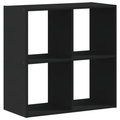 Image of vidaXL Bookcase Bookshelf Black Engineered Wood Freestanding Book Rack with 4 Spacious Compartments for Home/Office 68.5 x 32 cm