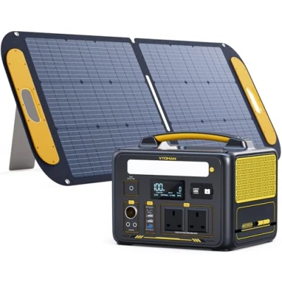 Image of VTOMAN Jump 600X Portable Power Station with 1 * 110W Solar Panel 600W/299Wh LiFePO4 Battery Generator 600W Constant Power, PD 60W Type C, Capacity Expandable for Camping, Home Backup