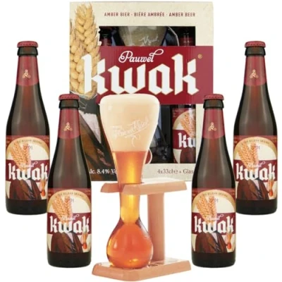 Image of Kwak Belgian Beer Gift Set with Glass Gifts for Men, Birthday Men and Women, Beers Lagers Offers Pack Alcohol