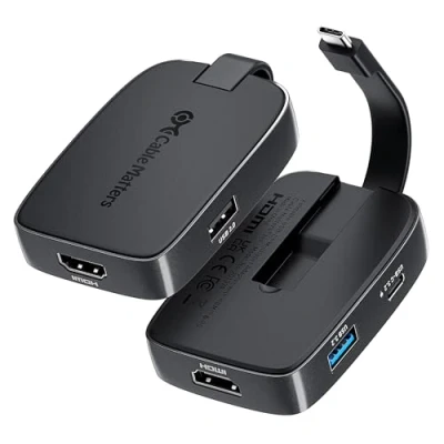Image of Cable Matters 4 in 1 Portable USB C Hub HDMI 4K 60Hz PD 100W Charging, 10Gbps A/USB (Foldable Multiport Adapter, USBC HDMI) Compatible with Thunderbolt for MacBook, Dell XPS
