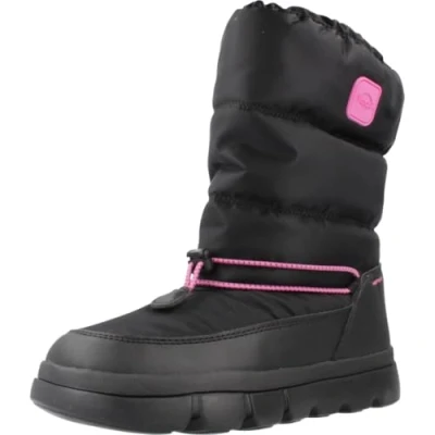 Image of Geox J WILLABOOM Girl B A Snow Boot, Black/Fuchsia, 5 UK Child
