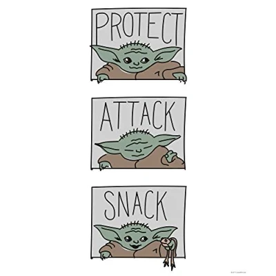 Image of Komar 50 x 70 cm Star Wars Mandalorian The Child Protect Attack Snack Baby Yoda, Decoration, Wall Picture, Poster, Art Print, Size Frame, WB SW 010 70, Colourful