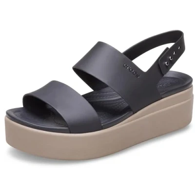 Image of Crocs Women&#039;s Brooklyn Low Wedge W Clog, Black Mushroom, 6 UK