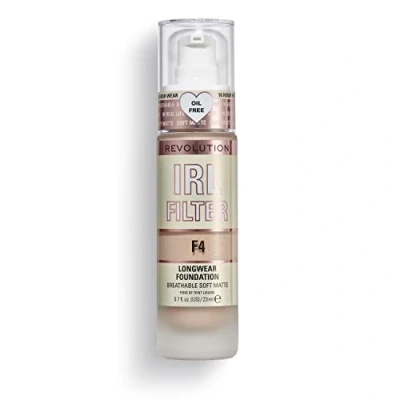 Image of Makeup Revolution IRL Filter, Longwear Foundation, Medium to Full Coverage, Matte Finish, 16 Hour Wear, F4, Fair Light Skin Tones, 23ml