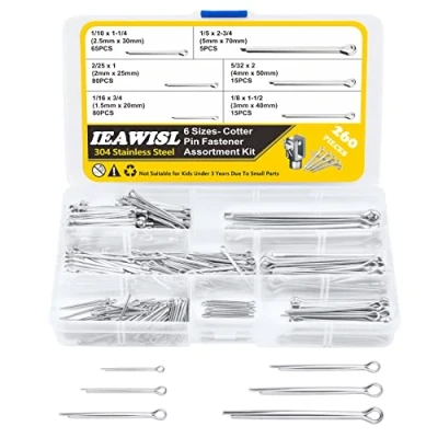 Image of 260Pcs Cotter Pin Assortment Kit, Split Pins Clips 304 Stainless Steel Retaining Spring Hitch Fastening Set for Automotive, Mechanics Repair M1.5/M2/M2.5/M3/M4/M5