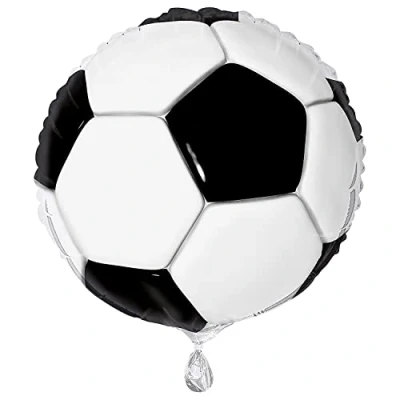 Image of 3D Black &amp; White Soccer Ball Foil Balloon (45cm) 1 Piece Perfect for Sports Themed Parties and Events