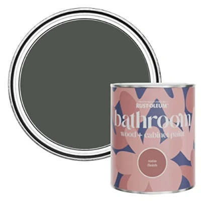 Image of Rust Oleum Dark Grey Moisture Resistant Bathroom Wood and Cabinet Paint in Satin Finish Graphite 750ml