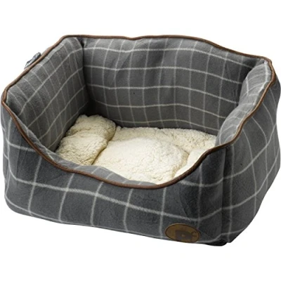 Image of Petface Grey Window Pane Check Square Dog Bed, Small