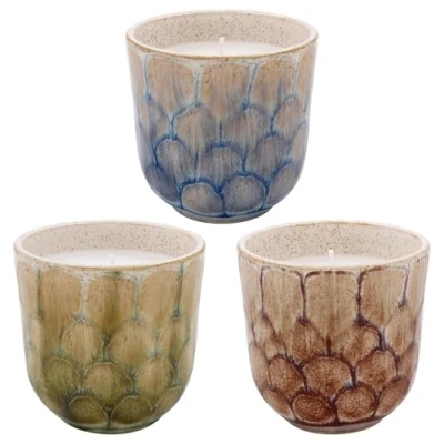 Image of Lesser &amp; Pavey Reactive Glaze Candles Set 3 for Gifts Ideal Women Men Large Scented Relaxing Mood Lovely Design Home