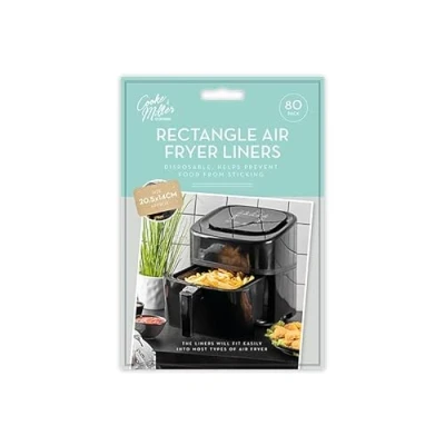 Image of Air Fryer Liners Disposable Non Stick Parchment Paper for Most Fryers (20.5 x 14 cm Rectangle 80 Pack)