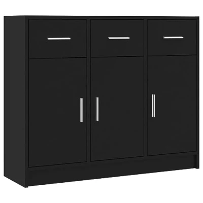 Image of vidaXL Sideboard Storage Cabinet Side Cupboard Black Engineered Wood