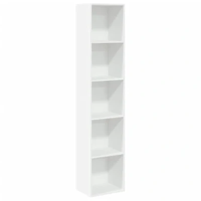 Image of vidaXL Bookcase Bookshelf Storage Cabinet Engineered Wood, White, Modern, Freestanding for Living Room, Bedroom, Hallway 40x30x189 cm