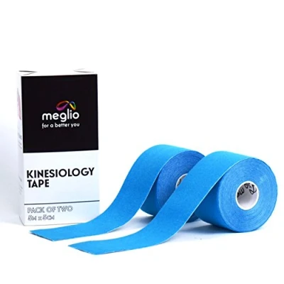 Image of Meglio Kinesiology Tape Uncut 5m Roll Sports Strapping for Injuries, Support Muscle Tape, K Physio Trans Athletic Breathable &amp; Waterproof (Blue) 2 Rolls