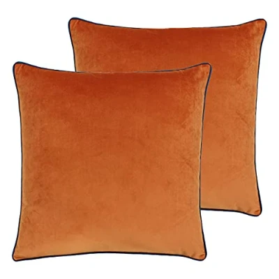 Image of Paoletti Meridian Twin Pack Polyester Filled Cushions, Tiger/Teal, 55 x 55cm