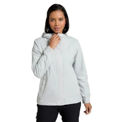 Image of Mountain Warehouse Torrent Womens Waterproof Jacket Ladies Raincoat, Lightweight Coat, Fully Taped Seams, 2 Zipped Pockets Cagoule for Travelling, Camping, Outdoors Grey Women&#039;s Size 16
