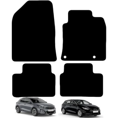Image of Carsio Carpet Car Mats For Kia Ceed &amp; XCeed 2018+ Onwards (Manual) 4pc Set Tailored Fit Floor Mat Complete Accessory Black Custom Fitted All Weather, Anti Slip Backing Trim