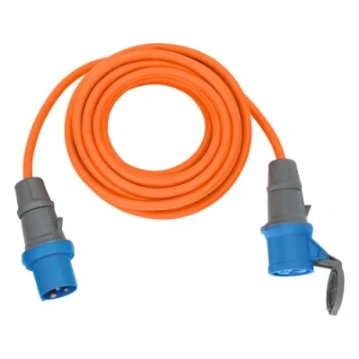 Image of Brennenstuhl camping extension cable 10m (CEE in orange H07RN F 3G2,5 with CEE plug and coupling cover, for permanent outdoor use IP44, Made Germany)