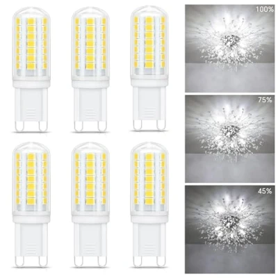 Image of PURSNIC Dimmable G9 LED Bulbs Cool White, 3W Light 6000K, Equivalent to 25W Halogen 350LM, Energy Saving Capsule Bulbs, CRI＞83, 6 Pack