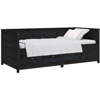 Image of vidaXL Day Bed without Mattress Black 90x200 cm Solid Wood Pine