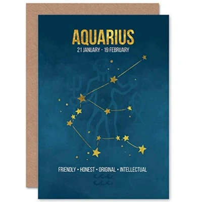 Image of Wee BLUE Coo BIRTHDAY CARD ZODIAC STAR SIGN ASTROLOGY AQUARIUS