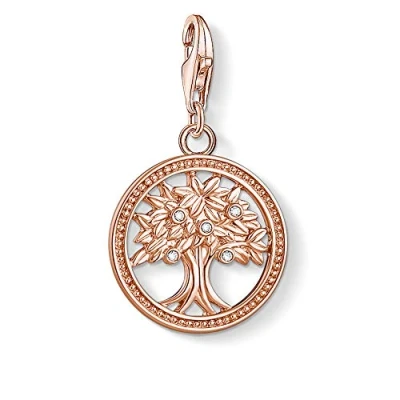 Image of Thomas Sabo Sterling Silver Gold Plated Cubic zirconia Tree of Life Charm Rose Gold, 2,8 x 1,6 cm, Not applicable