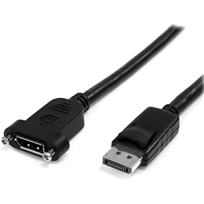 Image of StarTech.com 3 ft / 91 cm 20 pin DP DisplayPort Extension Panel Mount Cable to Male Female (DPPNLFM3PW), Black