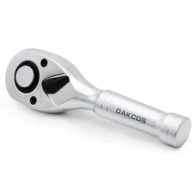 Image of DAKCOS Stubby Reversible Ratchet 3/8&quot; Drive Wrenches with 72 Teeth CR V matt Handle Quick Release