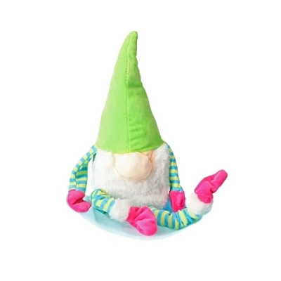 Image of DINGO Plush Gnome Dog Toy with Green Hat and Sewn in Squeaker, Funny for Training, Fetch, Play, Reward, 45 cm Long, Multicolor 17474