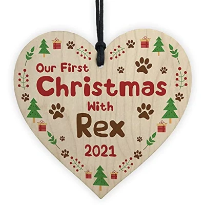 Image of RED OCEAN Our 1st Christmas With Dog Puppy Bauble Personalised Xmas Tree Decoration Pet Gift