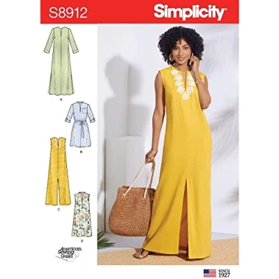 Image of Simplicity Sewing Pattern S8911A Misses&#039; Knit Caftans, Paper, White, Various