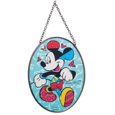 Image of Enesco Disney Britto Mickey Mouse Walking Hanging Window Suncatcher, 5 Inch, Multicolor