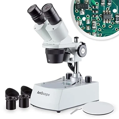 Image of AmScope 20X 80X LED Wireless Stereo Microscope Cordless