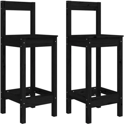 Image of vidaXL Bar Chairs 2 pcs Black 40x41.5x112 cm Solid Wood Pine