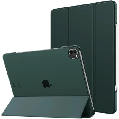 Image of MoKo for iPad Air 13 Inch Case 2024/ Pro 12.9 (6th/5th Gen 2022/2021), Slim Smart Shell Translucent Frosted Hard PC Back Cover, Support Touch ID &amp; Pencil Pro/2nd/USB C, Midnight Green