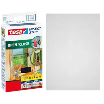 Image of tesa UK 55033 00021 00 Insect Stop Hook and Loop Open/Close, Easy On Off Screen For windows 1.30 x 1.5 m Anthracite