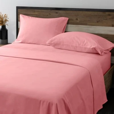 Image of GC GAVENO CAVAILIA Luxury King Size Bed Sheets, 100% Natural Brushed Cotton Flannelette Sheet Set Includes Fitted Sheet, Flat With Pillowcases, Pink Bedding