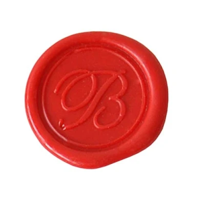 Image of Herbin 40102T Copperplate round seal with varnished wooden handle, letter B