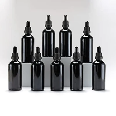 Image of YIZHAO 100ml Empty Black Ultraviolet Glass Dropper Bottles with [Glass Pipette Dropper],for Essential oil,Aromatherapy,Perfume,Massage,Makeup,Travel 9Pcs