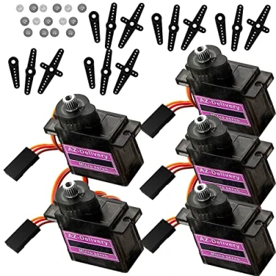 Image of AZDelivery compatible with MG90S 9G Micro Servo Motor Aluminium Gearbox 4.8V 6V for Smart Car Robot Helicopter Boat Plane Metal Geared Arduino Including E book!