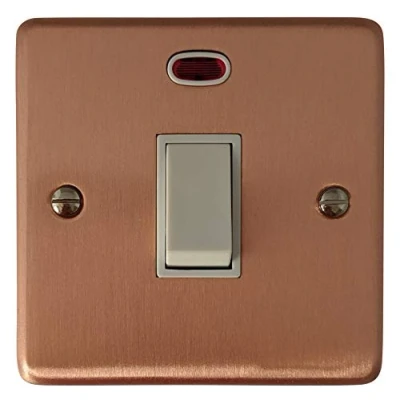 Image of Rose Gold 20A DP Switch with Neon (White Switch) CRG26W