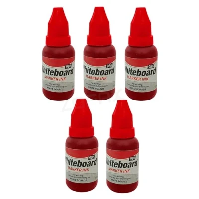 Image of 986 Whiteboard Marker Ink Refill Bottles, RED, 15ml per Bottle, Pack of 5, Refills for Dry Erase Pens, iZOFAX Black Ball Pen