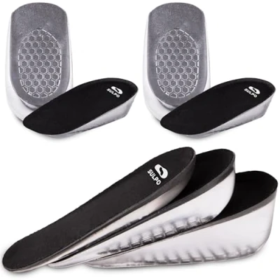 Image of SULPO 2 Pairs of Half Pads for Men, Insoles Increasing Growth, Shoe Insoles, Gel Orthopedic Cushions, Heel Lift and Leg Length Difference